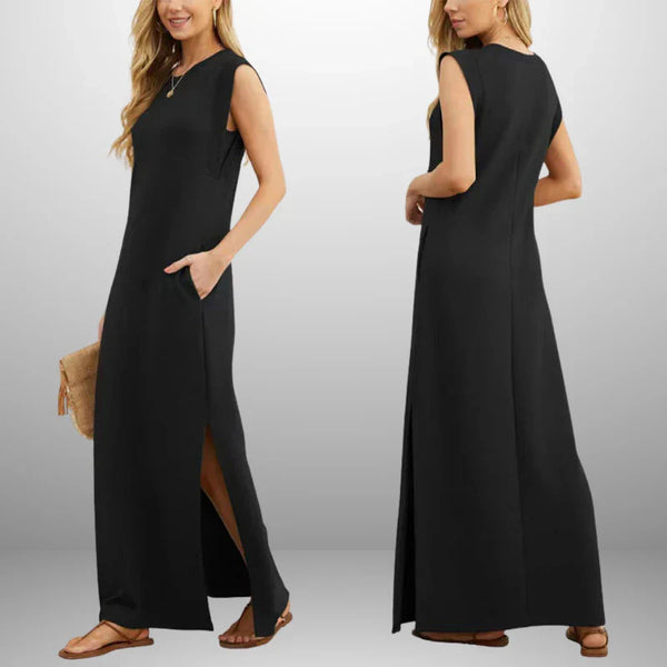 Vestido largo fluido antiarrugas