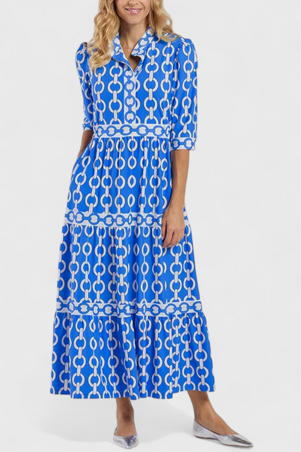 Vestido Midi con Estampado de Cadenas